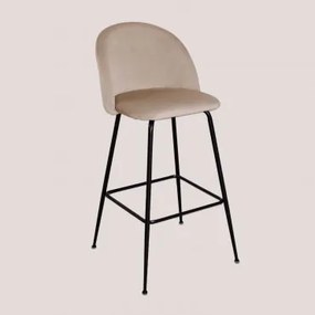 Banqueta Alta De Veludo Kana Design Preto & Castanho Trigo & ↑75 Cm - Sklum