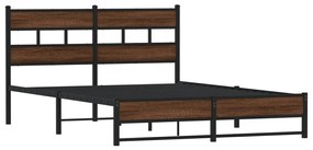 Estrutura de cama sem colchão 140x200cm metal carvalho castanho