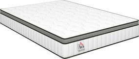 HOMCOM Colchão 140 x 190 cm, 20cm de espessura, colchão com molas ensacadas 7 zonas espuma viscoelástica com gel refrescante | Aosom Portugal