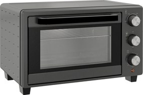 HOMCOM Miniforno, 21 L forno tostador com 1 grade e 1 tabuleiro, 3 modos de cozedura, 100 °C-230 °C, aço inoxidável, vidro, Cinza | Aosom Portugal