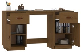 Secretária com armários 135x50x75 cm pinho maciço castanho mel