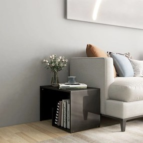 vidaXL Mesa de apoio 59x36x38 cm contraplacado cinzento brilhante