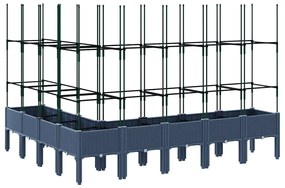 Vaso/floreira de jardim c/ treliça 200x160x142,5 cm PP cinzento azul