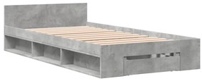 Estrutura de cama c/ gaveta derivados madeira cinzento cimento
