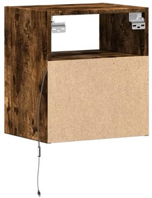 Móvel de parede p/ TV c/ luzes LED 41x31x45 cm carvalho fumado