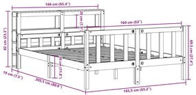 Cama sem colchão 160x200 cm madeira de pinho maciça