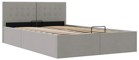 Cama hidráulica c/ arrumação 120x200cm tecido cinza-claro