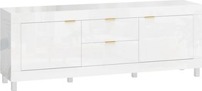 HOMCOM Móvel para TV para televisores de até 190,5 cm, centro de entretenimento moderno com 2 armários e 2 gavetas, Branco alto brilho | Aosom Portugal