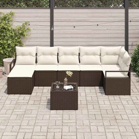 Conjunto de Sofá de Jardim 7 Peças com Almofadas Cinza de Rattan em Po