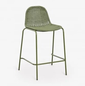 Pack De 4 Bancos Altos Empilháveis Em Rattan Sintético Reiven ↑65 Cm & Verde Azeitona Intenso - Sklum
