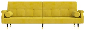 Sofá-cama com almofadões veludo amarelo