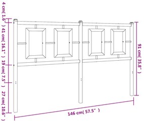 Cabeceira de cama 140 cm metal preto