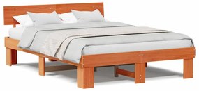 Estrutura da Cama com cabeceira Castanho-mel 140 x 200 cm