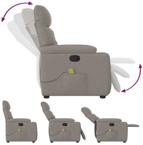 Poltrona de massagens reclinável tecido cinzento-acastanhado