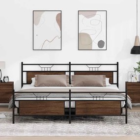 vidaXL Estrutura cama sem colchão 193x203 cm metal carvalho castanho