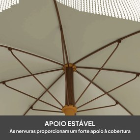Chapéu de Sol de Praia Ø190x210 cm com 8 Varas Abertura Manual Anti-UV Impermeável e Bolsa de Transporte para Jardim Verde claro