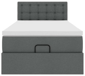 Cama otomana com colchão &amp; LEDs 90x200cm tecido cinzento escuro