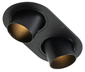 Set van 6 inbouwspots zwart GU10 35mm kantelbaar 2-lichts - Installa Moderno