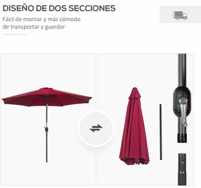 Chapéu de Sol de Jardim Ø295x250cm com Manivela Chapéu de Sol Exterior