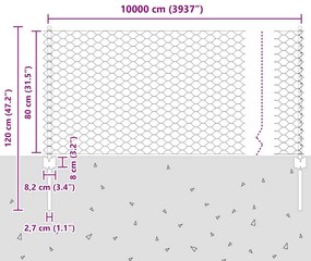 Postes para Cerca vidaXL 11 pcs U-Channel Cinza 80 cm Aço