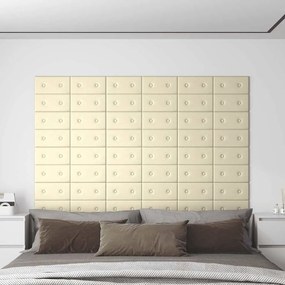 vidaXL Painel de parede 12 pcs 30x15 cm couro artificial 0,54 m² creme