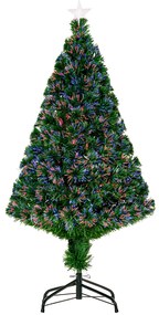 HOMCOM Árvore de Natal Artificial 120 cm com Fibra Óptica e Suporte Metálico Decoração de Natal Ø60x120 cm Verde