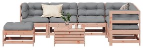 8 pcs conj. lounge jardim c/ almofadões madeira douglas maciça