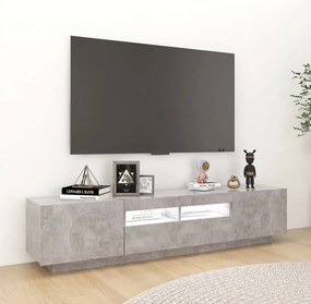 Móvel de TV com luzes LED 180x35x40 cm cinzento cimento