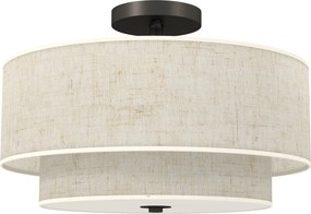 HOMCOM Luminária de teto, pendente com duplas cúpulas em efeito linho, Creme branco | Aosom Portugal
