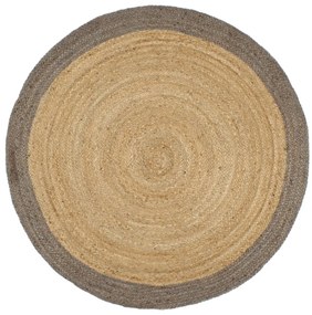 Tapete artesanal em juta com rebordo cinzento 210 cm