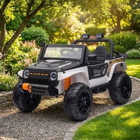 Jipe elétrico para Crianças 24V 4x4 Jeep Monster Rodas de espuma EVA, assento Couro ecológico Branco