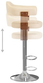 Bancos de bar 2 pcs madeira curvada e couro artificial creme
