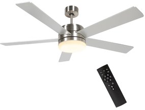 HOMCOM Ventoinha de Teto com Luz LED 46W Ø132 cm com 5 Lâminas Reversíveis Controlo Remoto 6 Velocidades e Temporizador Natural