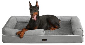 Cama para cão ortopédica de sofá acolchoado com capa lavável | FEANDREA | 122 x 85 x 20 cm | cinzento | PGW078G02.