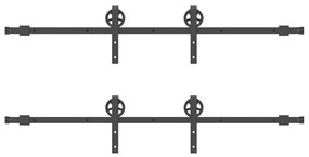 Kit de ferragens para porta deslizante 366 cm aço preto