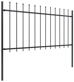 Cerca jardim com topo em lanças 11,9x1 m aço preto