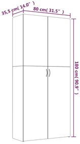 Sapateira 80x35,5x180 cm derivados de madeira cinzento sonoma