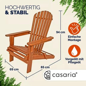 Cadeira Jardim Adirondack, madeira de acácia, dobrável Castanha