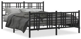 Estrutura de cama com cabeceira e pés 150x200 cm metal preto