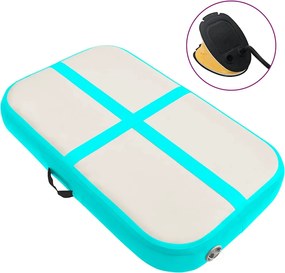 vidaXL Colchão de ginástica insuflável c/ bomba 60x100x15cm PVC verde