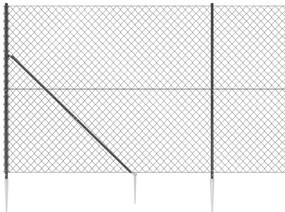 Cerca de arame com estacas de fixação 2,2x25 m antracite