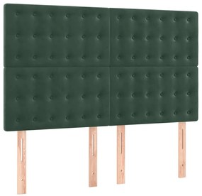Cama com molas/colchão 140x190 cm veludo verde-escuro