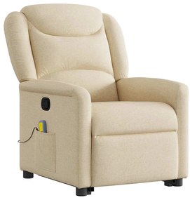 Poltrona elevatória de massagens tecido cor creme