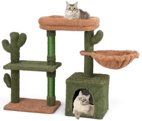 Árvore para gatos de cacto de 160 cm, torre para gatos de vários níveis com postes de arranhar de sisal - verde