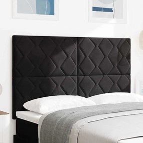 vidaXL Cabeceira Design Blocos de Diamante Preta 140 cm - Veludo