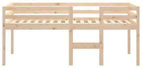 Cama alta 90x190 cm madeira de pinho maciça