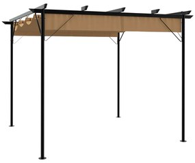Pérgola com toldo retrátil 3x3 m 180 g/m² aço cinza-acastanhado