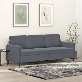 Sofá de 3 lugares 180 cm veludo cinza-escuro