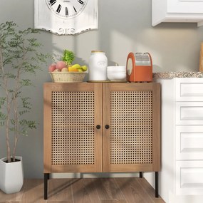 Aparador "Rattan Oak" com 2 Portas em Rattan e Prateleira Ajustável -