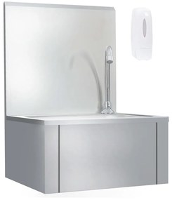 51114 vidaXL Lavatório com torneira aço inoxidável e dispensador de sabonete
